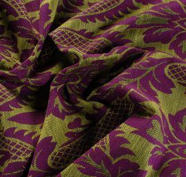 Replika historické tkaniny Rokoko fialová/zelená