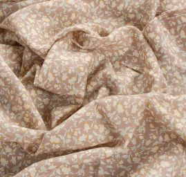 Viskozová šatová látka tisk drobné květy béžová