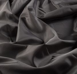 Podšívka jemná žakár polyester proužky černá/hnědá