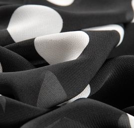 Šifon vzor puntík bílý/černý