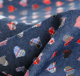 Efektní riflovina srdíčka/kostky