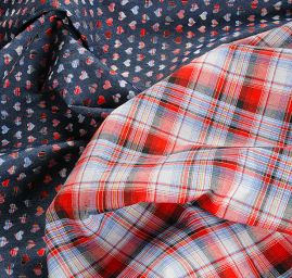 Efektní riflovina srdíčka/kostky