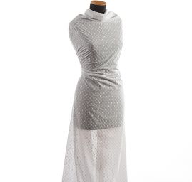 Madeira vyšívaná látka puntíky bílá II. jakost