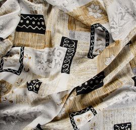 Viskozová látka na šaty patchvorkový vzor květin