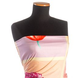 Viskozová látka na šaty se vzorem vlčích máků