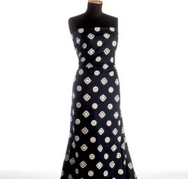 Bavlněné plátno tmavě modré s ornamentem