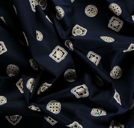 Bavlněné plátno tmavě modré s ornamentem