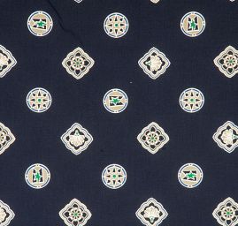 Bavlněné plátno tmavě modré s ornamentem