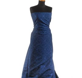 Žakárová pružná látka romantický vzor modrá