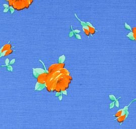 Viskózová látka vzor květy modrá