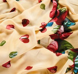 Viskozová letní látka bordura květy