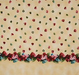 Viskozová letní látka bordura květy