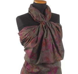 Bavlněná látka etamín květy vínová/hnědá