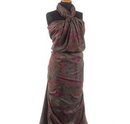 Bavlněná látka etamín květy vínová/hnědá