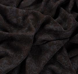 Voál bavlna směs květinový vzor tm.modrá/hnědá