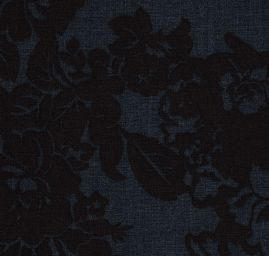 Voál bavlna směs velké květy modrá/hnědá