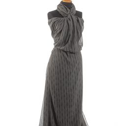 Voál bavlna směs geometrický vzor modrá/šedá