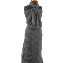 Voál bavlna směs vzor puntíky modrá/šedá