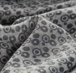 Voál bavlna směs vzor puntíky modrá/šedá