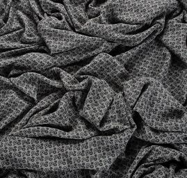 Voál bavlna směs vzor puntíky modrá/šedá