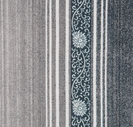 Bavlněná látka etamín pruhy/květy černá