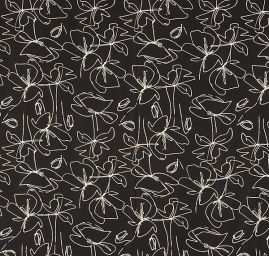 Viskózová šatová látka květinový vzor černá/smetanová