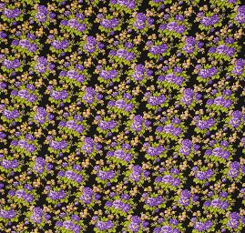 Krepdešín letní látka květinový vzor černá/fialová