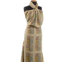 Viskózová letní látka geometrický vzor pastel zelená