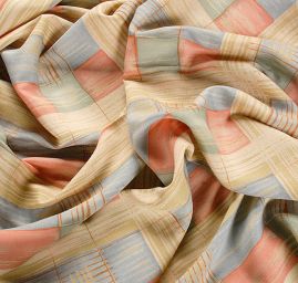 Viskózová letní látka geometrický vzor pastel růžová