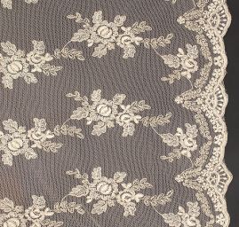 Krajka vyšívaná na tylu motiv růže 