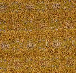 Žakárová oděvní látka secesní vzor jeřabiny žlutá