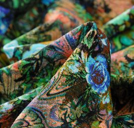 Úplet jemný viskozový květy modré růže