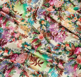 Úplet jemný viskozový květy oranžové růže