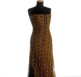 Krajka pružná drobné květy měděná