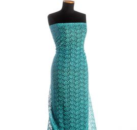 Organza vyšívaná květinový ornament tyrkysová