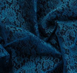 Tylová krajka jemná květy tmavě tyrkysová