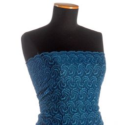 Organza vyšívaná květinový ornament tm.modrá