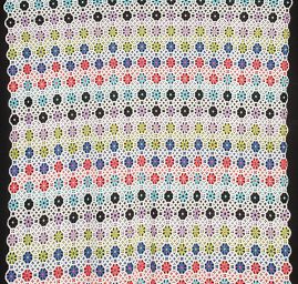 Krajka hrubá geometrický ornament barevná