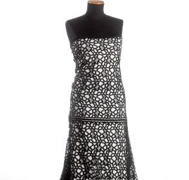 Krajka hrubá abstraktní vzor vlnky černá