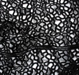 Krajka hrubá abstraktní vzor vlnky černá