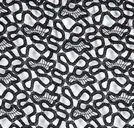 Krajka hrubá abstraktní vzor vlnky černá