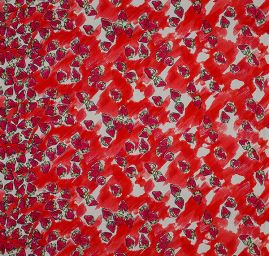 Hedvábný žoržet vzor jahůdky červený