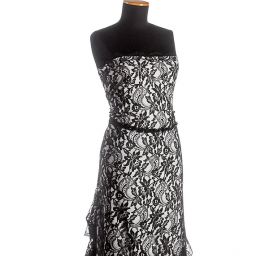 Pružná krajka jemná květy černé