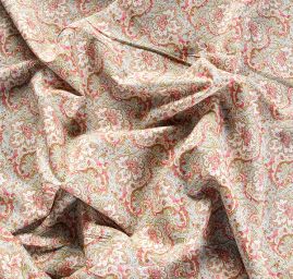 Bavlněná látka květinový paisley vzor růžový