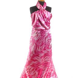 Satén nepružný zvířecí motiv růžový