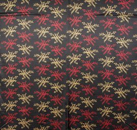 Satén nepružný motiv květin černý