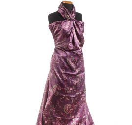 Satén vzor nepružný paisley fialový