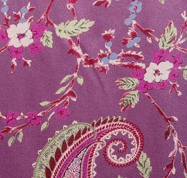 Satén vzor nepružný paisley fialový