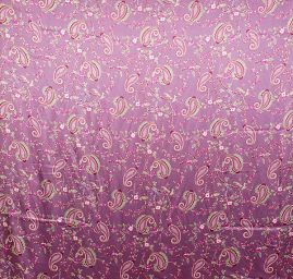Satén vzor nepružný paisley fialový