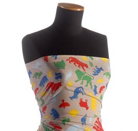 Viskozová látka na šaty s motivem zvířátek